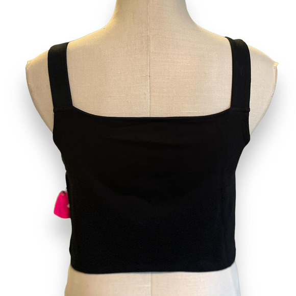 New Torrid 4 (4X 26) Betsey Johnson Black/Pink Detail‎ Foxy Cropped Tank Top - Picture 4 of 4